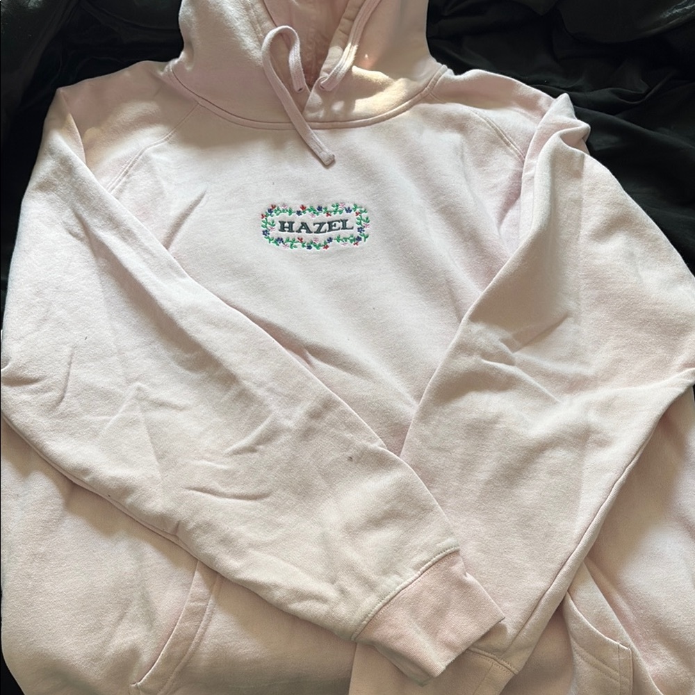 Hazel Boutique Pink Hoodie with Embroidered Detail